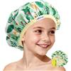 Years calm Cuffia da doccia per bambini, impermeabile, riutilizzabile, con motivo cartoni animati, a doppio strato e morbida fascia elastica, lavabile, per ragazzi e ragazze, ideale per il bagno