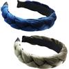 Kaiyzo 2 Pezzi Intrecciati Cerchietto, Velluto Cerchietti Per Capelli Donna, Versione Larga Fasce Capelli Donna, Adatto A Donne E Ragazze, Perfetto Per Feste E Trucco (Verde Vintage, Blu Mare Profondo)