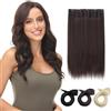 PARXITN Extension Clip in Hair One Piece 5 Clip Weft 50 cm dritte sintetiche per donne 3/4 Full Head Mesh Layered Weft 1 ciocca di extension per capelli marrone scuro naturale