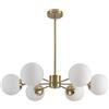 KCO Lighting Lampadario Sputnik da Soggiorno in Oro Vintage con 6 Globi di Vetro Bianco, Luce a Sospensione Minimalista a 6 Luci con Adattatore per Cucina, Camera da Letto