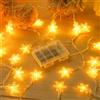 Dalugo Catena luminosa a batteria esterna, 6 m, 40 LED, per esterni, con timer, IP65, impermeabile, luce bianca calda, fiocco di neve, per decorazioni natalizie, camera da letto, balcone, matrimonio