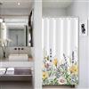Bovlleetd Lilla Lavanda Piccola Tenda da Doccia 92x183cm Primavera Botanico Acquerello Fiori Pianta Rustico Tendaggio, Impermeabile Lavabile in Poliestere Tende da Bagno con 6 Ganci per Vasca da Bagno