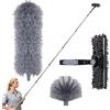 LALAGO Spolverino per Polvere Allungabile, Kit Pulizia Vetrate incluso Asta Telescopica Regolabile da 1,5 a 4,5 m, Cattura-Polvere Telescopico in Microfibra, Pulizia per Finestre 2 in 1 (Set A)