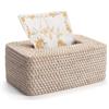 XIMISISE Scatola per Fazzoletti in Rattan Rettangolare, Scatola per Salviette in Vimini, Scatola da Fazzoletti Intrecciato Decorativa per Bagno, Soggiorno, Cucina, Camera da Letto (Bianco)