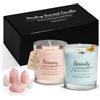 GD Great Dreams GreatDreams® Set 2 Candele Profumate Curative con Pietre Naturali - Candele Decorative Fatte a Mano Senza Paraffina - Set Regalo di Candele Profumate per Donne - Regali Originali per Donne.