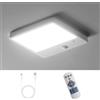 Epochglo Lampada a Batteria Senza Corrente, Ricaricabile Plafoniera LED Soffitto con Sensore di Movimento, Luci Senza Filo per Bagno, Armadio, Sottopensile, Garage, Shed e Scala, Quadrata 16x16 cm, Bianco
