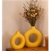 VASETOPIA Set di 2 Vasi in Ceramica, Giallo Vaso Fiore in Minimalismo Stile Per Decor, Scaffale, Camera da Letto, Matrimonio (11 Giallo)