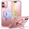 CUTELFON Custodia O3 Mag-Stand per iPhone 16 con Supporto a 360°,[Compatibile con MagSafe][Eccezionalmente Delicata Sulla Pelle] Sottile Eopaca Magnetica Traslucida 6,1, Rosa Opaco