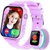 PTHTECHUS Smartwatch Bambini, Orologio per Bambino Bambina GPS con 4G Telefono, SOS Videochiamata Chat Vocale Sveglia Contapassi Modalità Classe Gioco, Smartwatch Ragazza e Ragazzo 4-12 Anni Kids Regalo, Viola