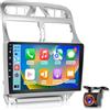 LORPHEIR Autoradio Android per Peugeot 307 2002-2013, stereo touchscreen IPS da 9 pollici 2+64G con CarPlay & Android Auto wireless, GPS WiFi Bluetooth DSP 32EQ Audio + telecamera posteriore AHD
