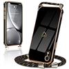 Micoden Cover per iPhone XR Cordino per iPhone XR in silicone con collana Regolabile con motivo cuore d'amore carino, custodia con cordino, cordino in corda ultra sottile case per iPhone XR,nero