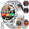 SUNKTA Smartwatch da uomo Militare 1000 mAh grande batteria da 1,7 HD Bluetooth chiamate orologio intelligente per iOS Android con torcia LED, frequenza cardiaca/monitor/contapassi,Argento