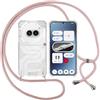 ISOI Cover con Cordino per Nothing Phone 2a / 2a Plus, Custodia Trasparente con Collana Tracolla Laccio Collo Ultra Sottile Morbido TPU Silicone Antiurto AntiGraffio Antiscivolo Case, Rosa