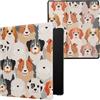 kwmobile Custodia eReader Compatibile con Amazon Kindle Oasis 10. Generation Cover - eBook Reader Flip Case - bianco/marrone chiaro/grigio - Cani