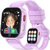 PTHTECHUS 4G Smartwatch Bambini GPS, Orologio Smartwatch per Bambino Bambina con Telefono Videochiamata Chat Vocale Contapassi Camera Modalità Classe Gioco, Smart Watch Ragazza e Ragazzo 4-12 Anni Regalo, Viola