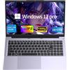 NAIKLULU Computer Portatile 2026 15.6 Pollici, Processore N150 (1,2 a 3,6 GHz), 16GB RAM 1TB SSD Pc Portatile Laptop, Tastiera Completa Retroilluminata, Batteria 6000mAh