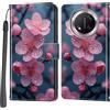 PHINIENLAND Cover per Honor Magic7 Lite Case PU Pelle Custodia [Kickstand] [Chiusura magnetica] [Slot per Schede], Portafoglio Flip Custodia per Honor X60 Pro / X9c,Fiori