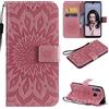 MHHQ Cover per Huawei P30 Lite Custodia di Pelle Case Flip Portafoglio Retro Libretto Magnetico Protettiva Non Graffi con Funzione Supporto Bumper Fiore Girasole per Huawei P30 Lite -Rosa