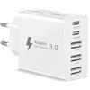 Poutek Caricatore USB C Rapido 50W, 5 Porto Alimentatore USB C Multiplo Presa USB C Caricabatterie USB presa Multipla Caricatore Type C Spina per iPhone 17 16 15 14 13 12 11 Pro Max, Samsung Galaxy S26 S25