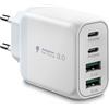 Gcstnn 40W USB C Caricatore, Gcstnn 4 Porto Rapido Multipla Caricabatterie 2USB C& 2USB A, Spina per iPhone 15 Pro Max/14/13/12/11 Plus/SE 2020, iPad Pro Air, Samsung S24 Ultra Muro Carica Alimentatore Presa