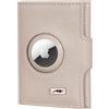 Marc Peter® Washingon, portafoglio sottile in pelle, con scomparto per monete, protezione RFID, piccolo portafoglio per carte di credito, Crema Beige, MINI MÜNZFACH MIT AIRTAG FACH, Classico