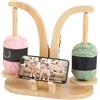 WMLBK Svolgitore magnetico in legno con organizer per accessori a maglia, supporto per filo rotante per lana, con supporto per cellulare per amanti del uncinetto (legno naturale)