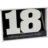 Carousel Home and Gifts - Targa di compleanno con numeri di firma per 18 compleanno ~ Blocchi bianchi in legno con penna inclusa, targa per il 18° compleanno, cartello per libro degli ospiti