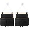 FAMCUCHE 2 organizer da appendere, ad alta capacità, assemblabile, organizer da porta, organizer da appendere, con 2 ganci, pieghevole, in lino, da appendere, per casa, ufficio, dormitorio, bagno (nero)