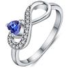 JO WISDOM Anelli Cuore Infinito Argento 925 AAA Zirconia Cubica Dicembre Birthstone Colore Tanzanite
