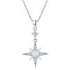 REDSUN Collana con opale S925, in argento Sterling a ottanta punte, con ciondolo a forma di stella opale, gioiello per donna, ragazza, mamma, figlia, moglie, regalo, 27*20, Zirconia cubica, Opale