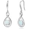 FANCIME Orecchini in Argento Sterling 925 Pendenti Delicato Infinity con Pietre Preziose di Nascita Orecchini a Goccia Gioielli Raffinati Regali di Compleanno per Donne, 10mm x 2.4mm x 31.2mm, Argento