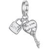 NINGAN Argento Sterlina 925 Charm Chiave Serratura Testa Appesa Perline Signore Braccialetto Perline Fascino Collana Ciondolo Gioielli Regalo Di San Valentino, Donna, Regalo Amante