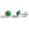 HENRYKA Natural Gemstone and Sterling Silver Simple Minimal Round Stud Earrings