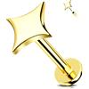 Jewseen Orecchini a perno in oro massiccio 14 K, senza filo, a forma di stella, per cartilagine, 16 G, per labbro, naso, trago, elica, piercing per donne e uomini