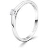 EDELIND Anello solitario diamante 0.10 ct Oro Bianco 18K 750 Anello Donna con Diamante taglio Brillante Anello di Fidanzamento Ø 56 mm con scatola regalo
