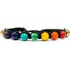 Samsara Bracciale Tibetano Shamballa 7 Chakra con Pietre Naturali Multicolore Regolabile in Cotone Cerato Nero Artigianale Uomo Donna Accessorio Etnico Unisex Idea Regalo