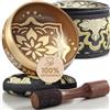 Silent Mind Pregiate Ciotole Tibetane Incise a Mano con Custodia - Ciotola da Meditazione & Campana Sonora - Ciotole Himalayane Fatte a Mano - Ciotole Tibetane in Bronzo - Prodotti di Guarigione Spirituale