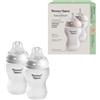 Tommee Tippee Biberon in vetro Natural Start con rivestimento in silicone per l'allattamento fin dalla nascita, 250 ml, confezione da due