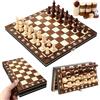 JIYANA Scacchiera in legno, 3 in 1 Scacchiera Professionale, Scacchiera Portatile e Pieghevoli, Gioco da Tavola di Qualità Adatto a Raduni di Bambini Adulti, Attività Familiari (29 cm x 29 cm)
