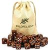 Waldfelsen 6, 12, 20, 30 o 50 dadi di alta qualità, dimensione standard 16 mm, dadi in acrilico, dadi da gioco a sei facce, accessori da gioco, set con sacchetto in tessuto (marrone, 30 pezzi)