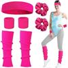 Fartoni Costume Anni 80 Bambina o Donna. vestito anni 80 bambina Ideale per Carnevale Costume Fitness con Accessori e Scaldamuscoli Costume Rock o Retro Anni 90 Look Aerobico per Feste