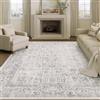 HUGEAR Vintage Tappeto Salotto Grigio Tappeti 180x270cm Soggiorno Antiscivolo Lavabile in Lavatrice Tapette Camera da Letto Sala Ufficio Bambina Bambino Pelo Corto Grande Carpet