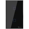 Sonoff T3US2C - Wi-Fi Smart Wall Switch US a 2 canali - Nero