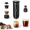 Gubbett Macchina per caffè portatile, 3 in 1, per caffè espresso e riscaldamento elettrico, ricaricabile, per campeggio e auto, riscaldamento rapido, compatibile con capsule K-Cup e caffè macinato