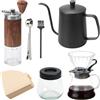 FEIGO Set di Macinacaffè Manuali da 7 Pezzi,Versare sopra la caffettiera con set di bollitore,Macinacaffe Portatile Professionale,Grado di Rettifica Regolabile,Per l'ufficio domestico (100 filtri)