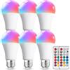 Aigostar 60W Equivalente Lampadine Colorate LED, RGBW Cambiare Colore Lampadina E27 8W, RGB LED Lampadine a 4 Modalità, 5 Livelli di Luminosità, 15 Colore, 1 Telecomando Incluso. Confezione 6 unità