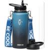 Coolflask Borraccia termica con cinghia, bottiglia d'acqua in metallo da 950 ml con cannuccia e coperchi a becco versatore, isolamento a doppia parete in acciaio inossidabile, mantiene freddo 48 ore e