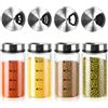 DUDUI 4 barattoli per spezie con coperchio girevole, 200 ml, spargisale, in vetro borosilicato, per sale e pepe, per spezie, per cucina, grigliate all'aperto
