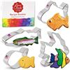 Ann Clark Cookie Cutters Ann Clark Formine per Biscotti Stampi a Forma di Pesce 4 Pezzi, Prodotto negli Stati Uniti