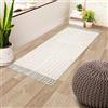 INKAROBOX Tappeto da bagno boho, fatto a mano, lavabile, beige, con nappe, tappeto da cucina, tappeto d'ingresso in cotone per camera da letto (beige Rainbow, 60 x 130 cm)